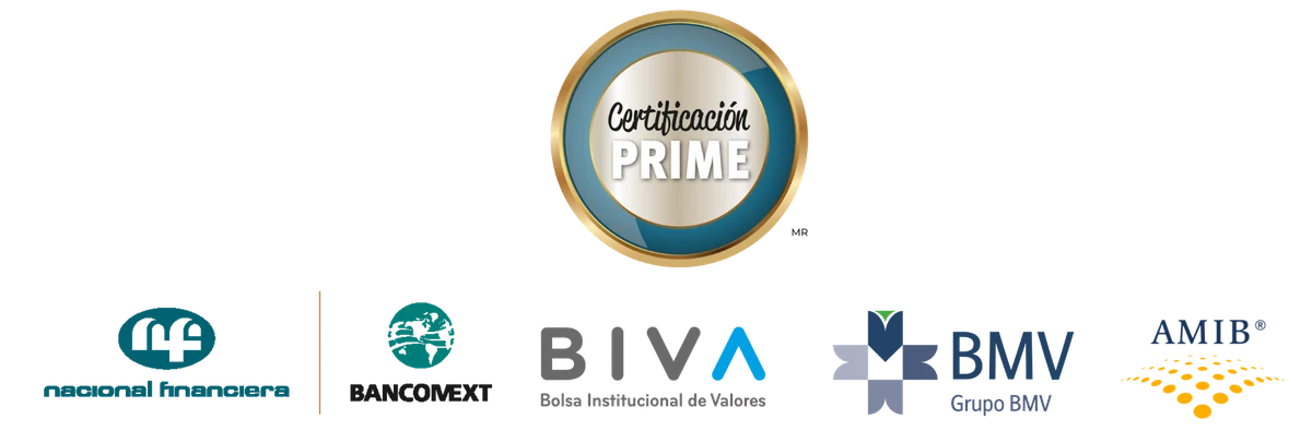 Certificacion Prime avalada por Nacional Financiera, Bancomext, BIVA, BMV y AMIB